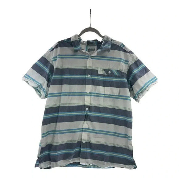 Columbia Men's Button Down Stripped Short Sleeve- XL - Picture 1 of 6